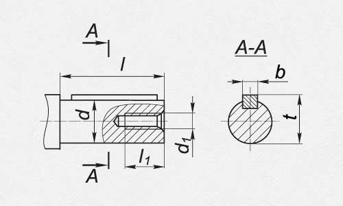 Размеры тихоходных валов редукторов 2Ч-40, 2Ч-63, 2Ч-80, мм